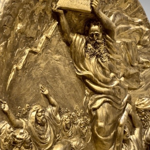 Moses 10 Commandments Relief Decorative Plate Bronze Cast Rhodes Studios 1st Ed - Picture 2 of 8